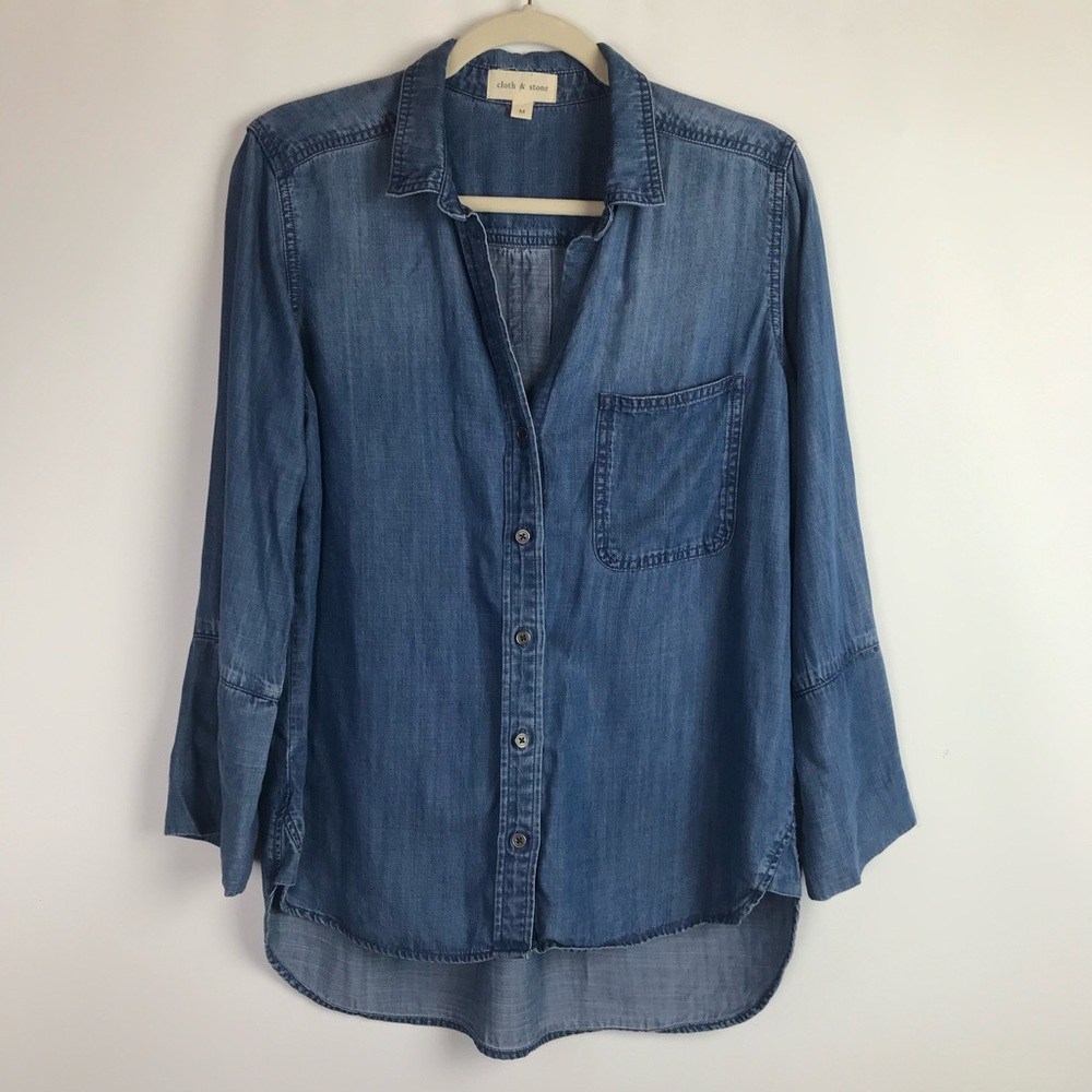 Cloth & stone shirt chambry hi lo hem tencel
